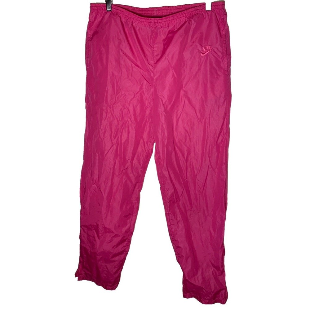 Y2K VTG NIKE Spell Out Swoosh Athletic Joggers Track Pants 80s Navy Tag Runs Med